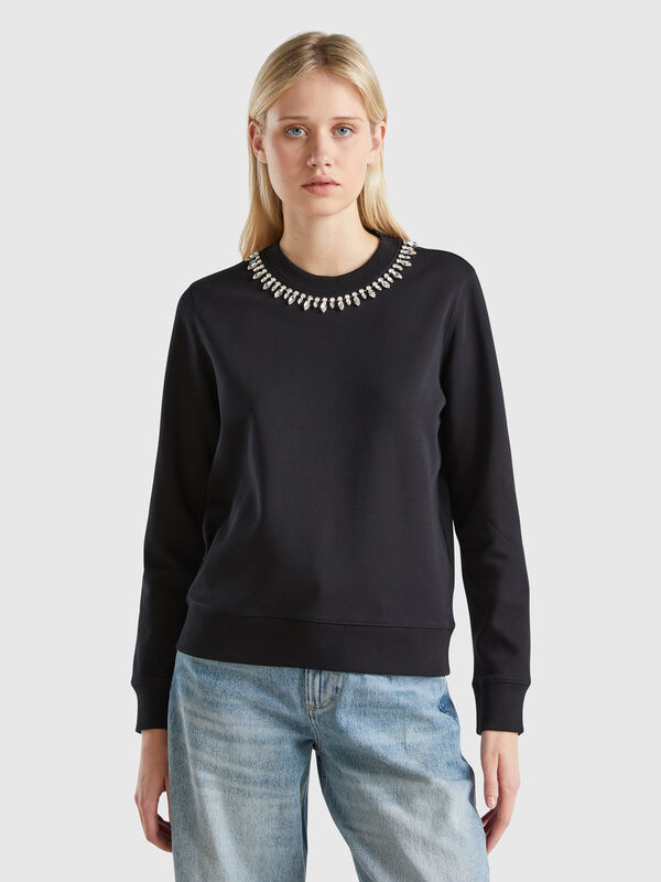 Sudadera con aplicaciones de efecto joya Mujer
