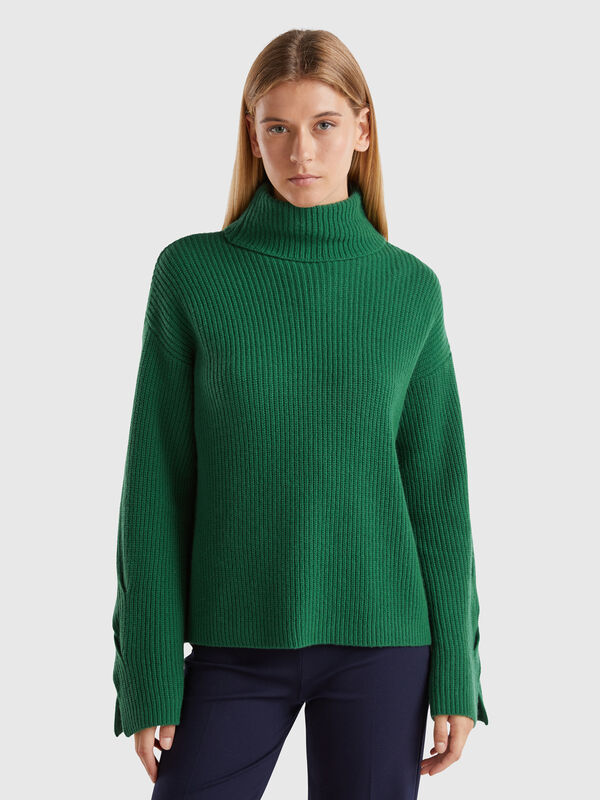 Jersey de cuello cisne con cuello amplio Mujer