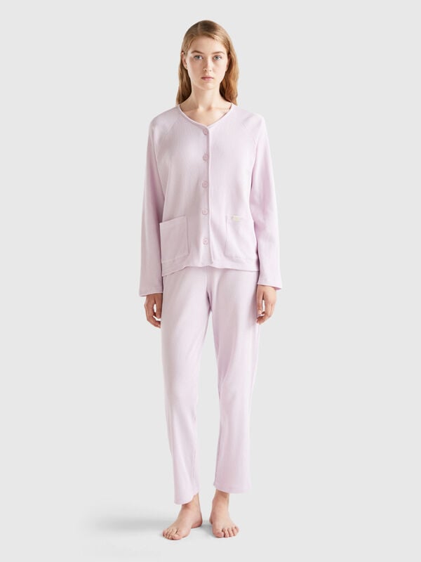 Pijama largo de 100 % algodón Mujer