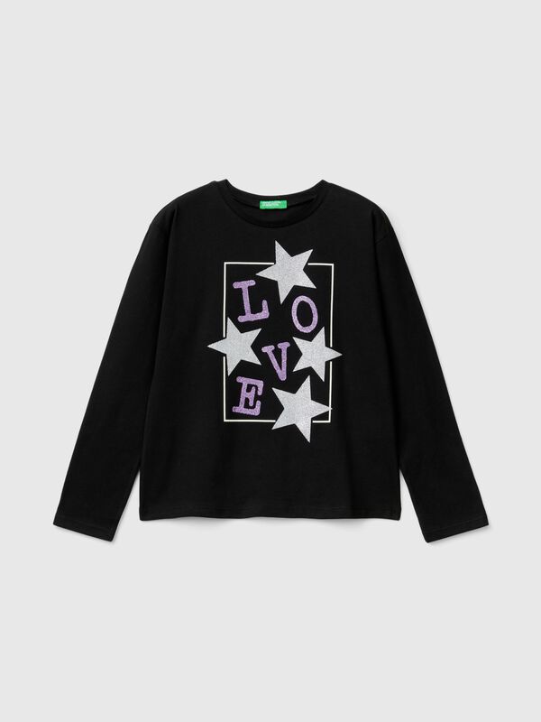 Camiseta con estampado de glitter Niña