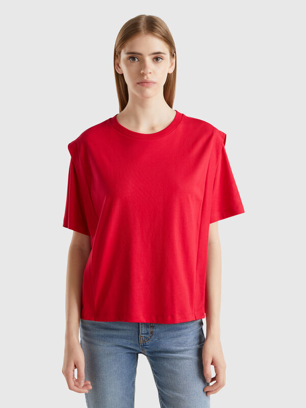 Camiseta regular fit con pliegues Mujer