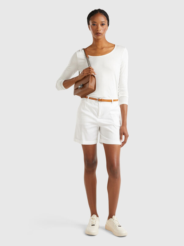 Bermudas de algodón elástico Mujer