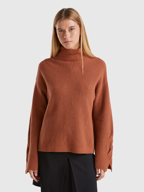 Jersey de cuello cisne con cuello amplio Mujer