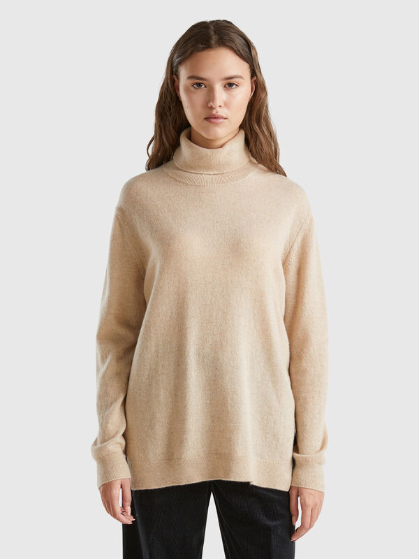Jersey oversize de cuello cisne de 100 % cachemir Mujer