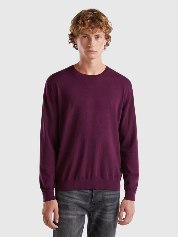 Jersey de cuello redondo de algodón ligero mixto Hombre