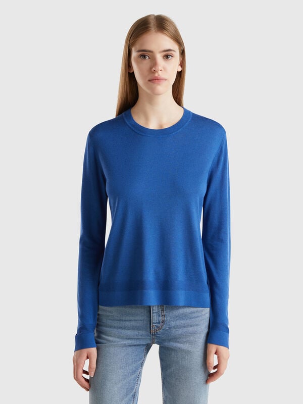 Jersey de manga larga de seda mixta Mujer