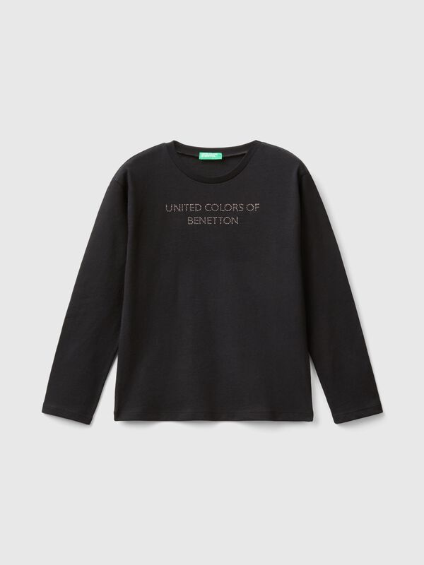 Camiseta con logotipo de strass Niña
