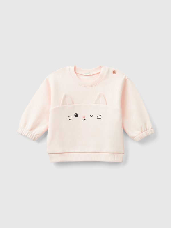 Sudadera de algodón orgánico con bordado y parche Recién nacidos