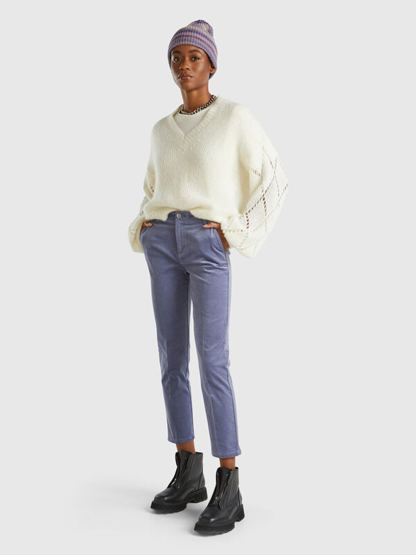 Pantalones chinos de pana elástica Mujer