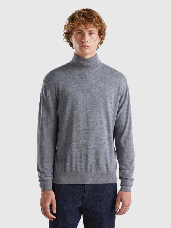 Jersey de cuello cisne de pura lana merina Hombre