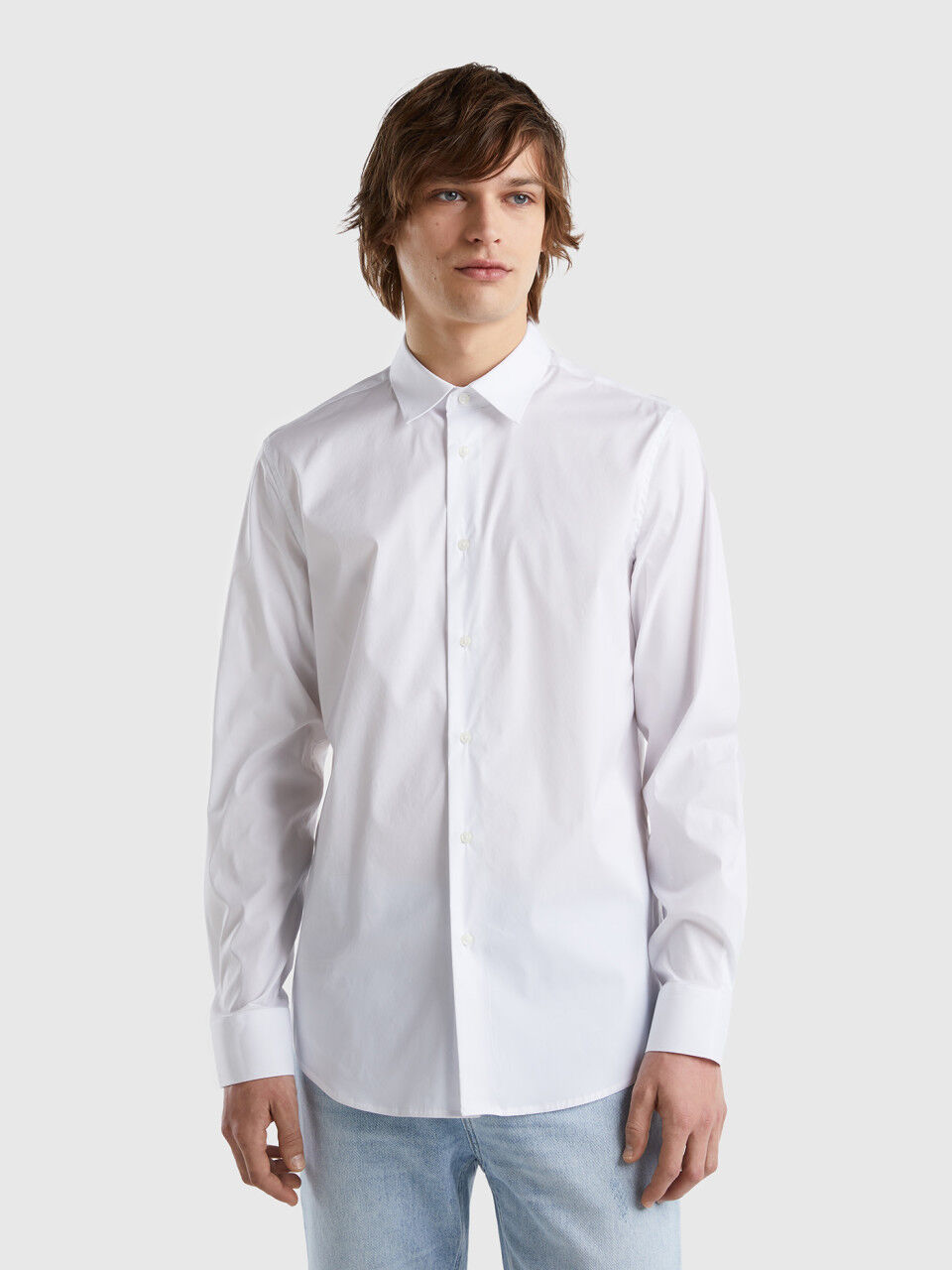 Camisa blanca lisa hombre clearance