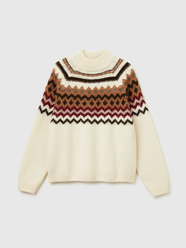 Suéter de cuello alto jacquard Mujer