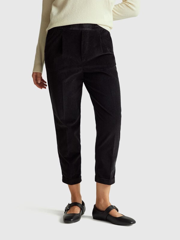 Pantalones chinos de terciopelo con cintura elástica Mujer