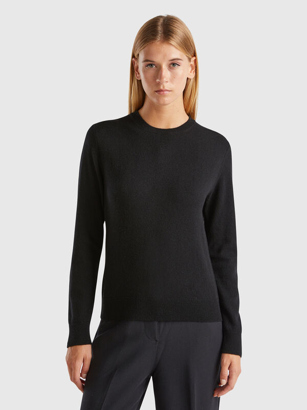 Jersey negro de 100 % cachemir Mujer