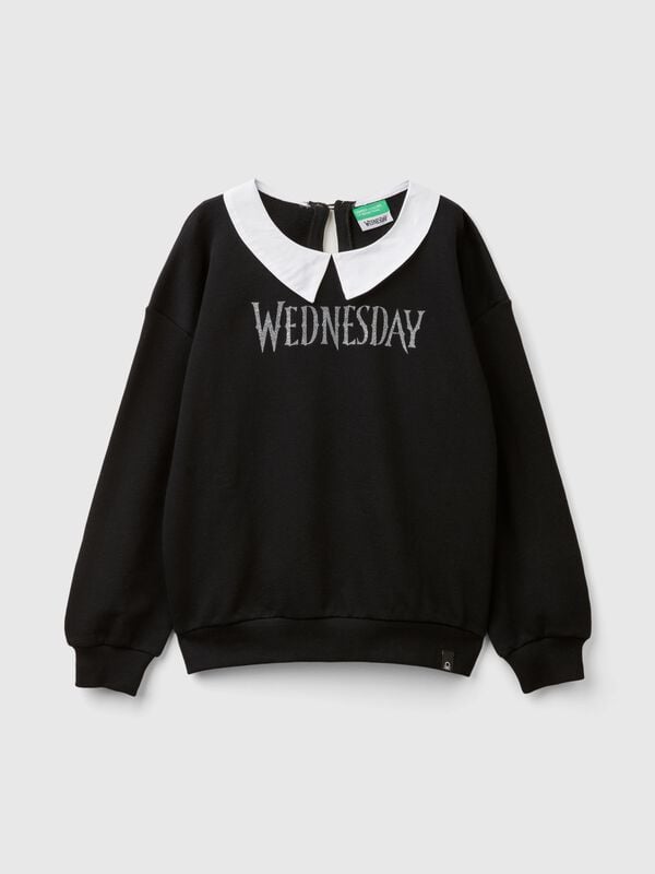 Sudadera negra de Miércoles Addams con cuello camisero Niña