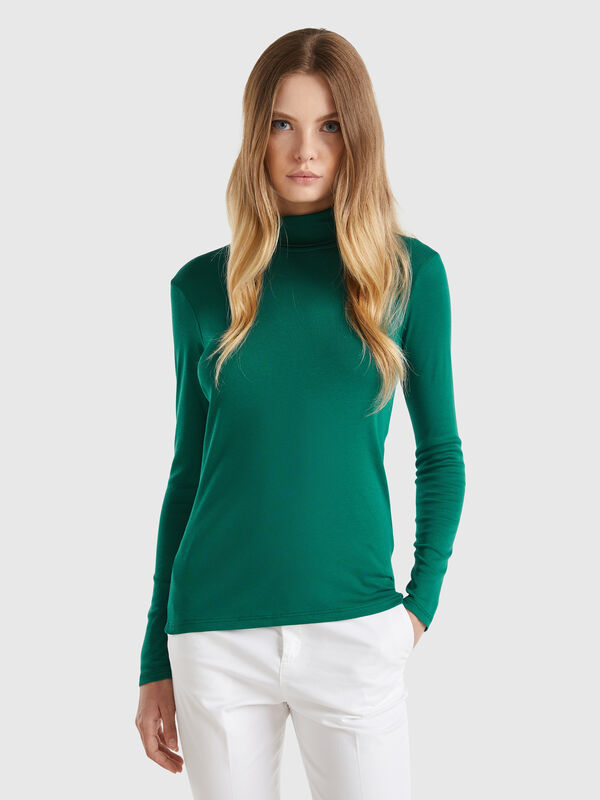 Camiseta de manga larga con cuello alto Mujer