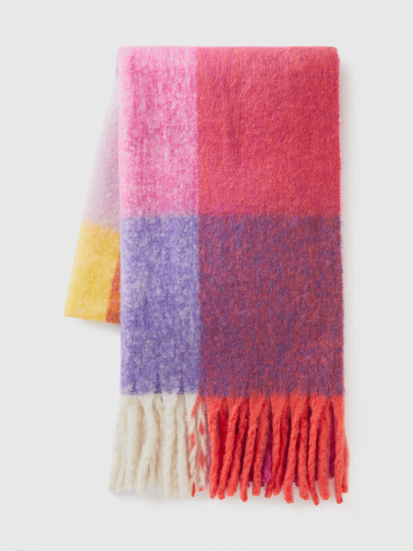 Bufanda oversize de cuadros Mujer