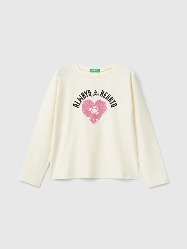 Camiseta con estampado de glitter Niña