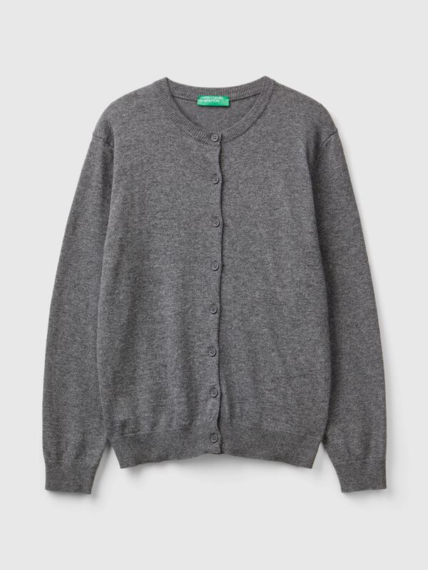 C&aacute;rdigan gris oscuro en mezcla de lana y cachemira Mujer