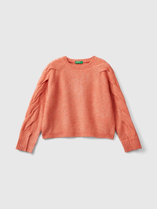 Jersey con tejido reciclado y lentejuelas Niña