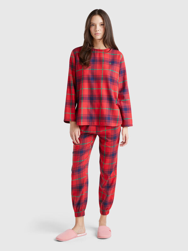 Pantalón tartán de franela Mujer