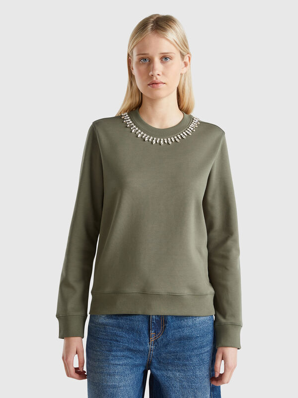 Sudadera con aplicaciones de efecto joya Mujer