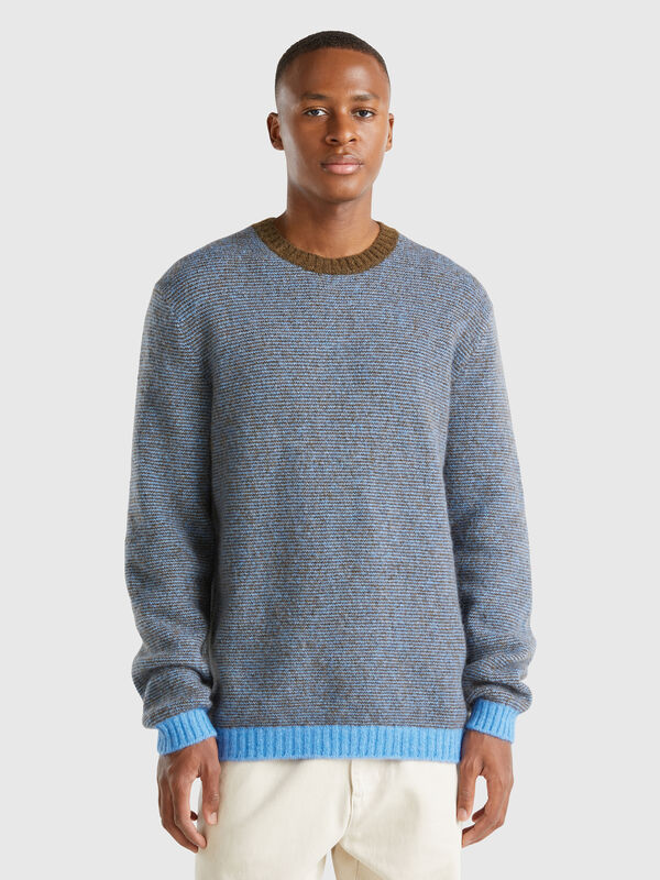 Jersey de rayas en mezcla de lana y alpaca Hombre