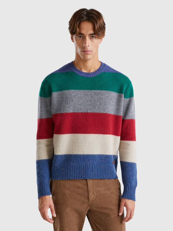 Jersey de rayas de pura lana Shetland Hombre