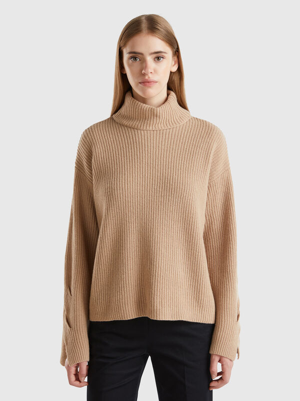 Jersey de cuello cisne con cuello amplio Mujer