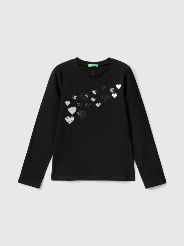 Camiseta de algodón orgánico con lentejuelas Niña