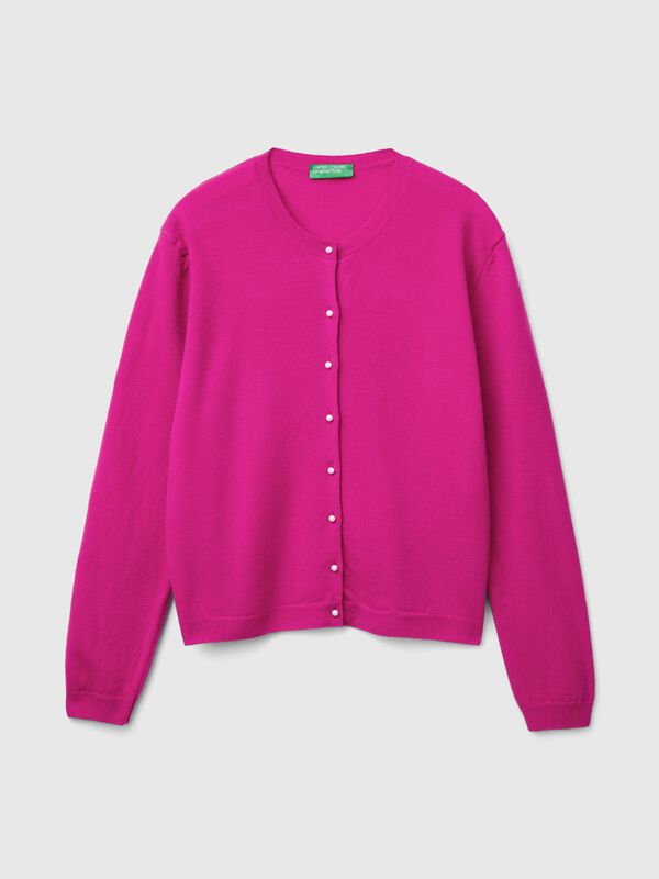 C&aacute;rdigan ciclamen de pura lana merina Mujer