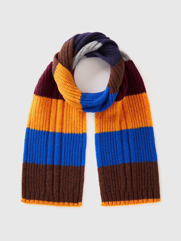 Bufanda de rayas de pura lana Shetland Hombre
