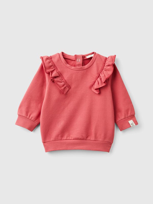 Sudadera de algodón orgánico elástico con volantes Recién nacidos