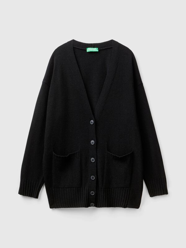 C&aacute;rdigan oversize de lana mixta Mujer