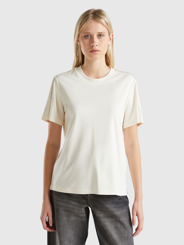 Camiseta con aplicaciones de efecto joya Mujer