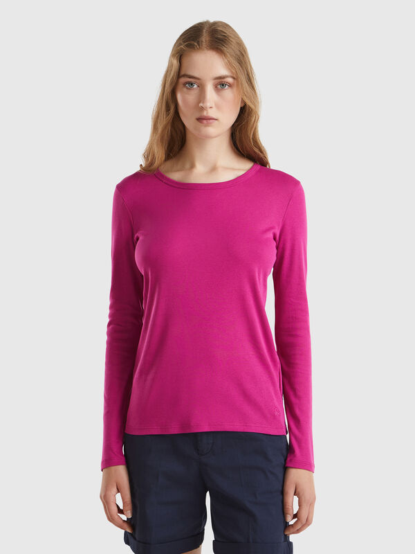 Camiseta de manga larga de algodón puro Mujer