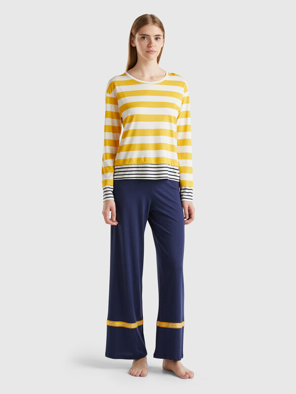 Pijama de rayas de viscosa mixta Mujer
