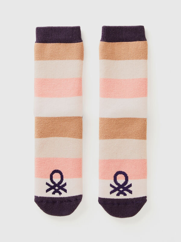 Calcetines antideslizantes rosa y beige Niño