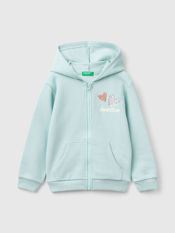 Sudadera con cremallera y lentejuelas Niña