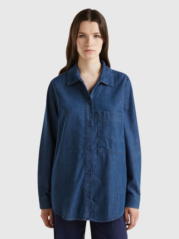 Camisa oversize de cambray Mujer