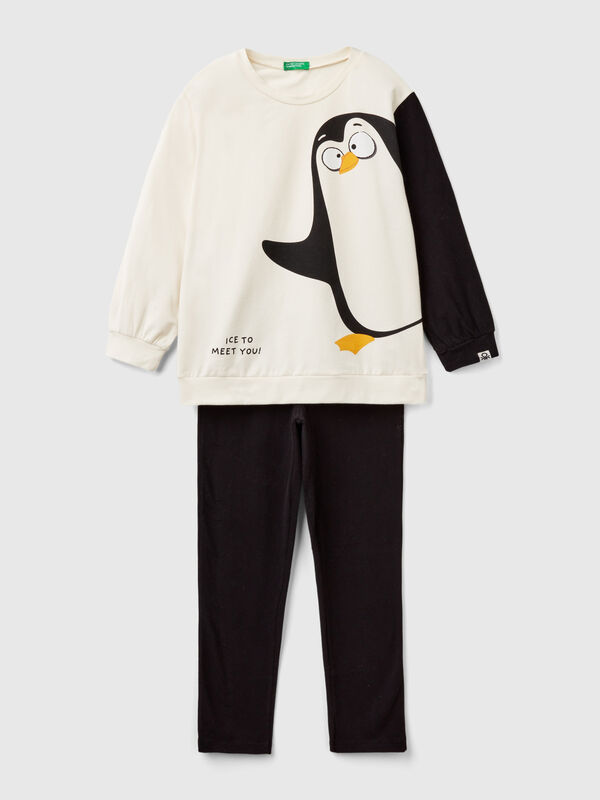 Pijama con estampado de pingüino Niña