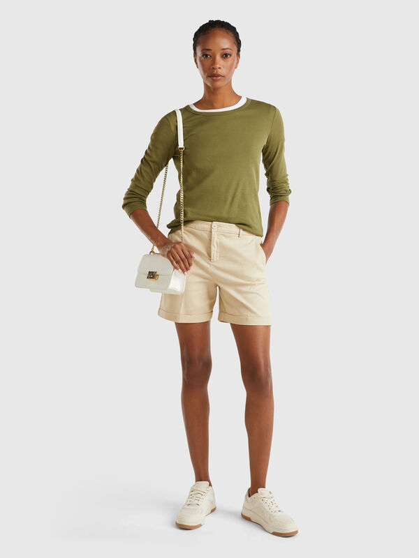 Bermudas de algodón elástico Mujer
