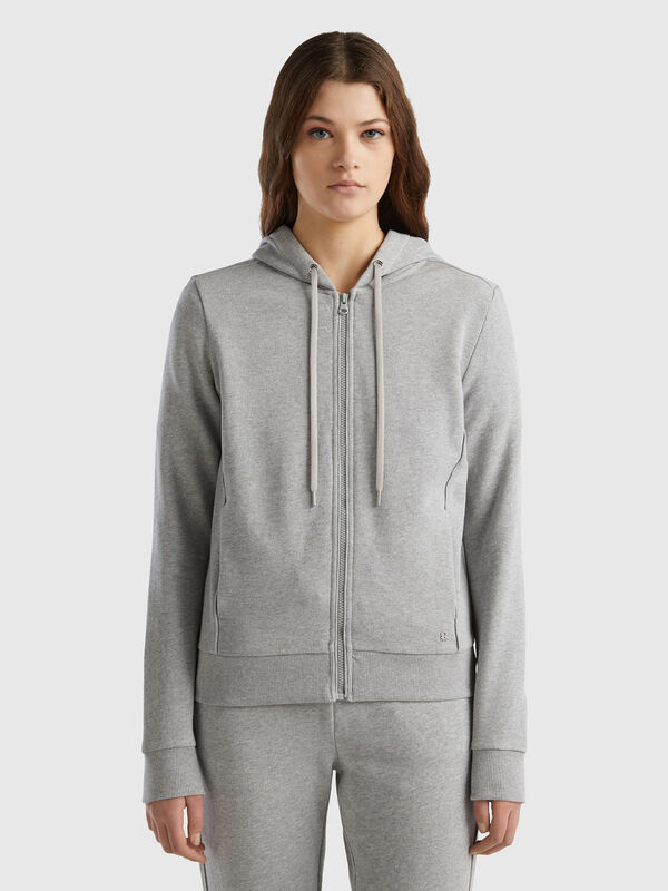 Sudadera de 100 % algodón con cremallera y capucha Mujer