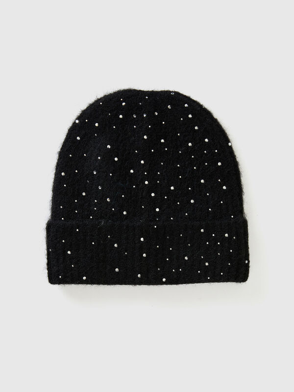 Gorro en mezcla de lana con strass Mujer
