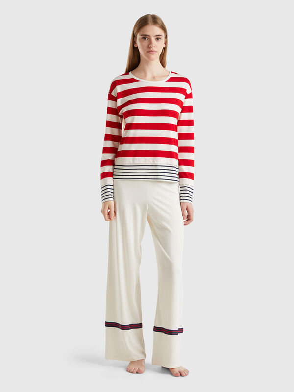 Pijama de rayas de viscosa mixta Mujer