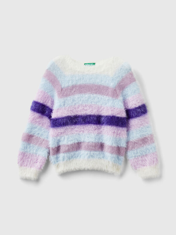 Jersey de rayas de pelo sintético Niña