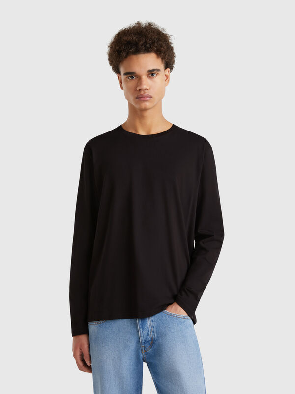 Camiseta de manga larga de puro algodón Hombre