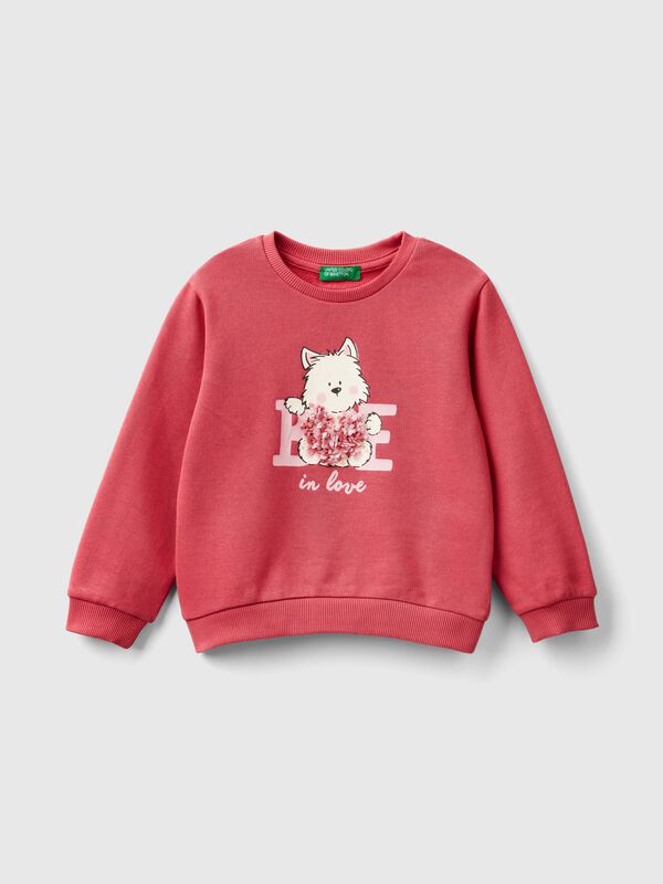 Sudadera con aplicación de efecto pétalos Niña