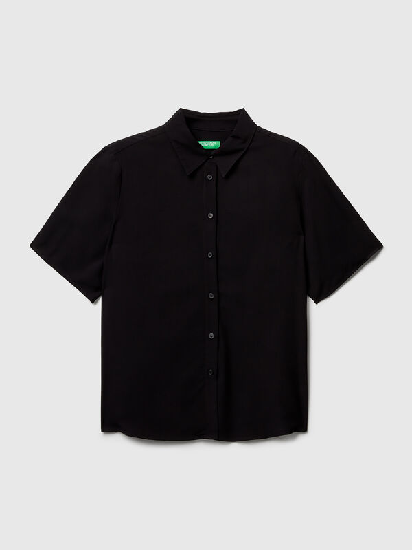 Camisa de viscosa con mangas 3/4 Mujer