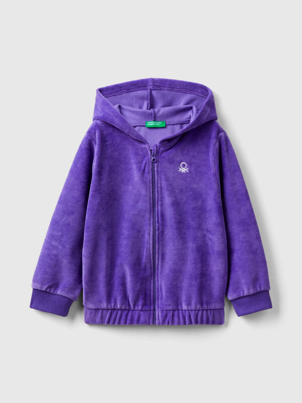 Sudadera de chenilla con cremallera y capucha Niña